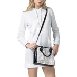 Black And White Seahorse Print Shoulder Handbag