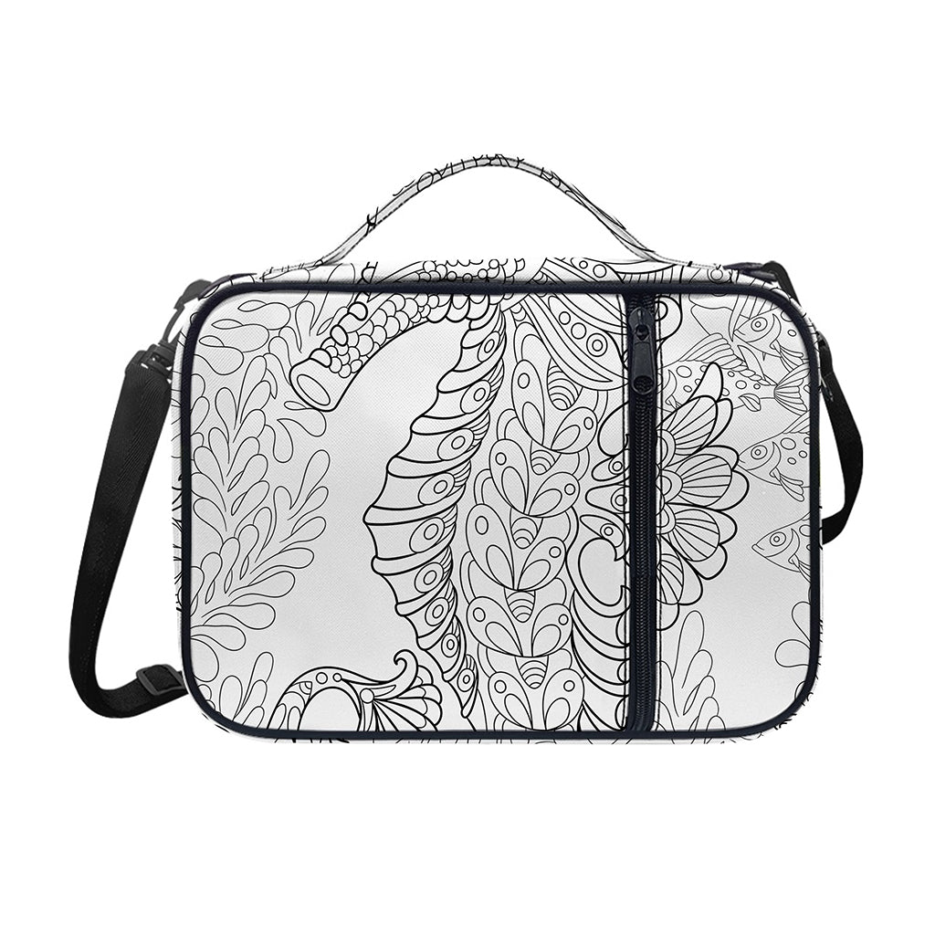 Black And White Seahorse Print Shoulder Strap Bible Bag
