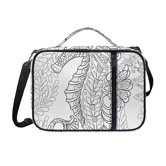 Black And White Seahorse Print Shoulder Strap Bible Bag