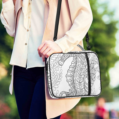 Black And White Seahorse Print Shoulder Strap Bible Bag