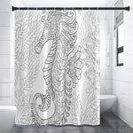 Black And White Seahorse Print Shower Curtain