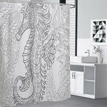 Black And White Seahorse Print Shower Curtain