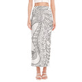 Black And White Seahorse Print Side Slit Maxi Skirt
