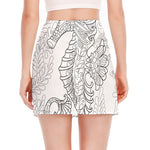 Black And White Seahorse Print Side Slit Mini Skirt