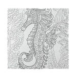 Black And White Seahorse Print Silk Bandana