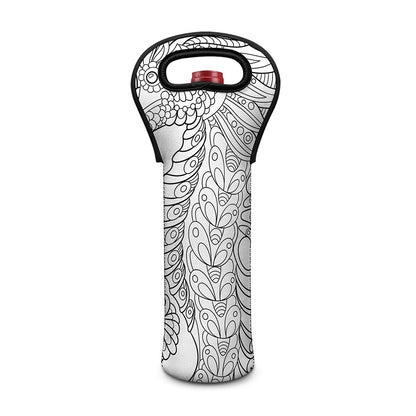 Black And White Seahorse Print Single Neoprene Wine Tote