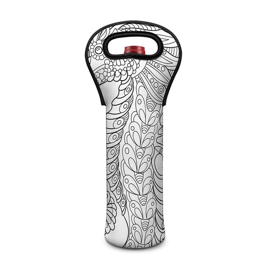 Black And White Seahorse Print Single Neoprene Wine Tote