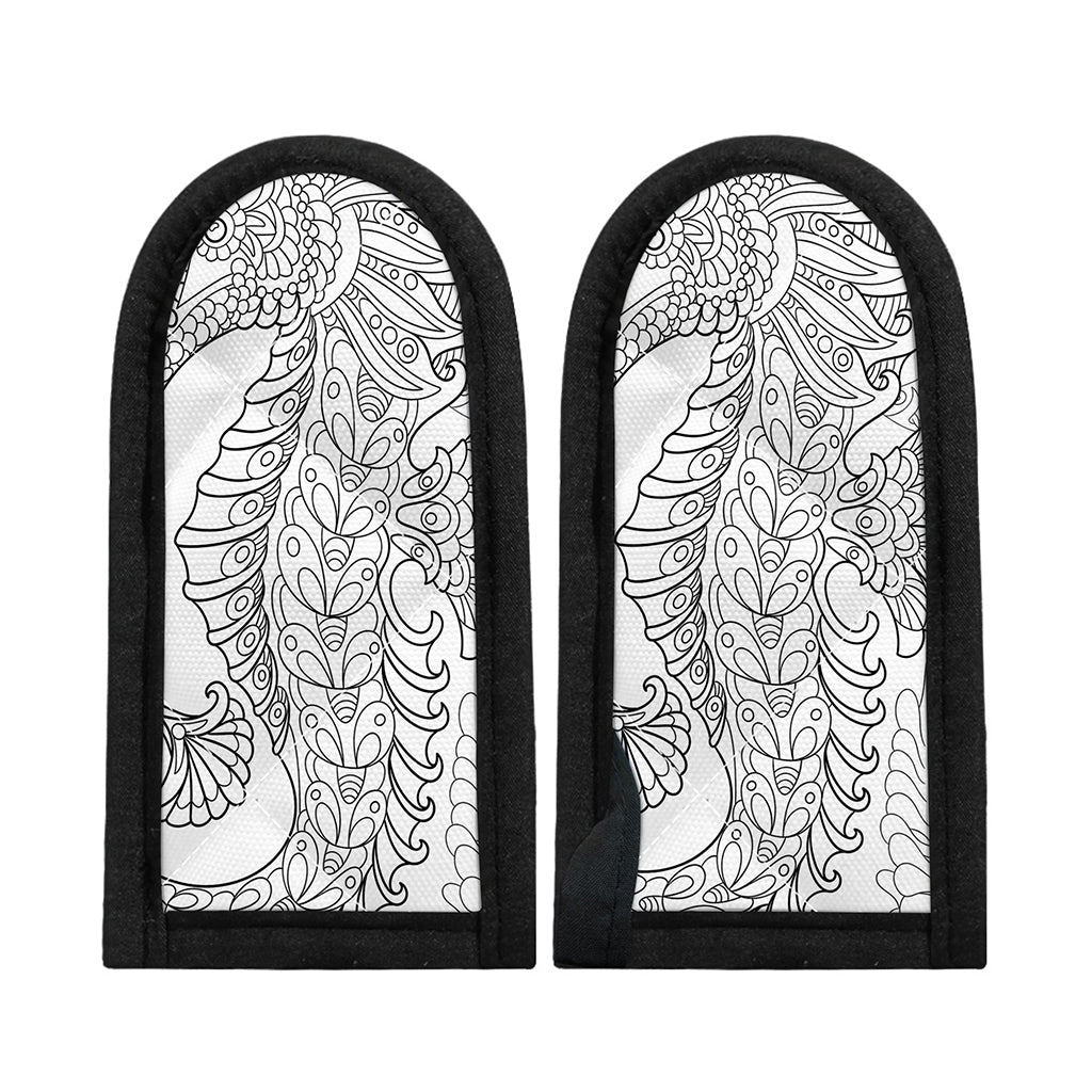 Black And White Seahorse Print Skillet Handle Cover