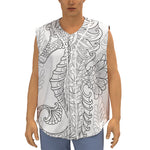 Black And White Seahorse Print Sleeveless Baseball Jersey