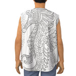 Black And White Seahorse Print Sleeveless Baseball Jersey