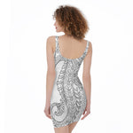 Black And White Seahorse Print Sleeveless Bodycon Dress