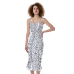 Black And White Seahorse Print Slim Fit Midi Cami Dress