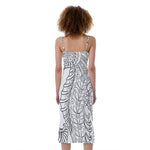 Black And White Seahorse Print Slim Fit Midi Cami Dress