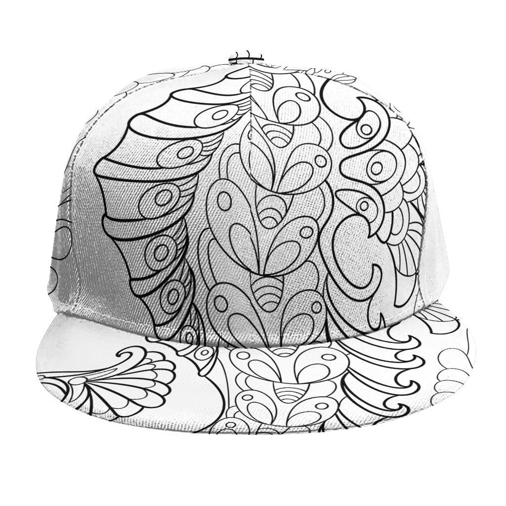 Black And White Seahorse Print Snapback Cap