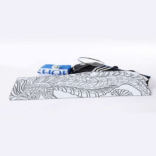 Black And White Seahorse Print Sports Towel