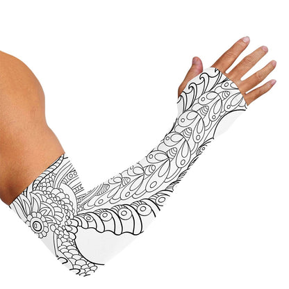 Black And White Seahorse Print Sun Protection Arm Sleeves