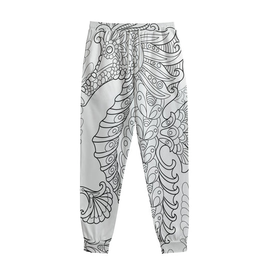 Black And White Seahorse Print Sweatpants
