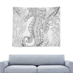 Black And White Seahorse Print Tapestry
