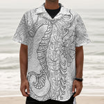 Black And White Seahorse Print Textured Short Sleeve Shirt