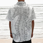 Black And White Seahorse Print Textured Short Sleeve Shirt