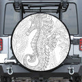 Black And White Seahorse Print Tire Cover