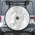 Black And White Seahorse Print Tire Cover With Camera Hole