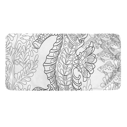Black And White Seahorse Print Towel