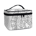 Black And White Seahorse Print Travel Makeup Bag