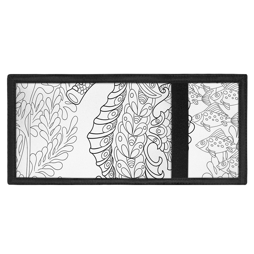 Black And White Seahorse Print Trifold Wallet