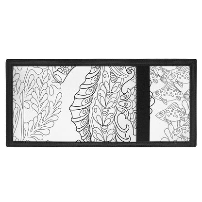 Black And White Seahorse Print Trifold Wallet