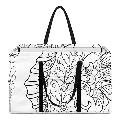 Black And White Seahorse Print Utility Tote Bag