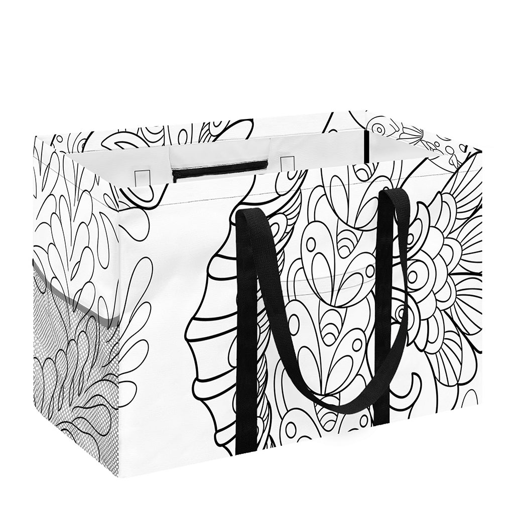Black And White Seahorse Print Utility Tote Bag