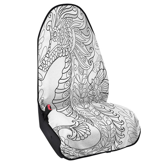 Black And White Seahorse Print Waterproof Car Seat Cover