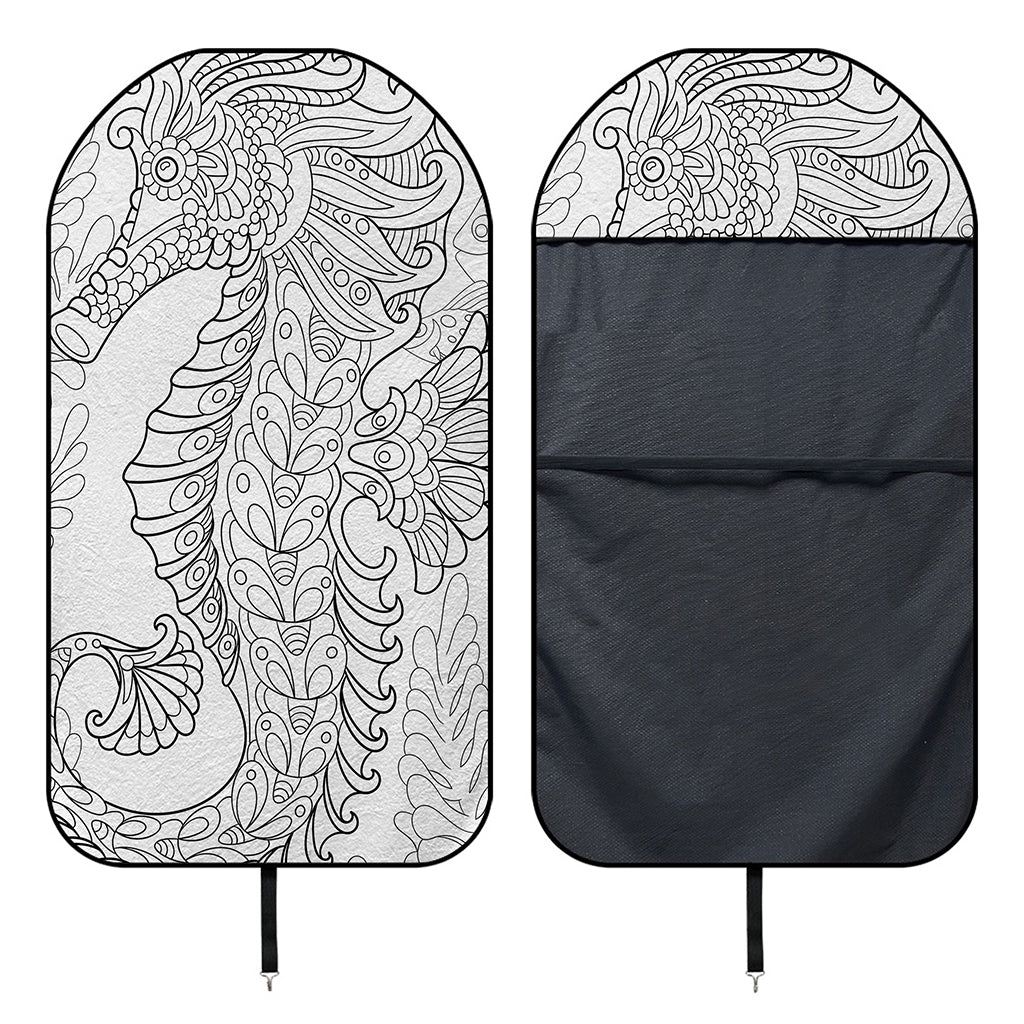 Black And White Seahorse Print Waterproof Car Seat Cover