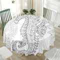 Black And White Seahorse Print Waterproof Round Tablecloth