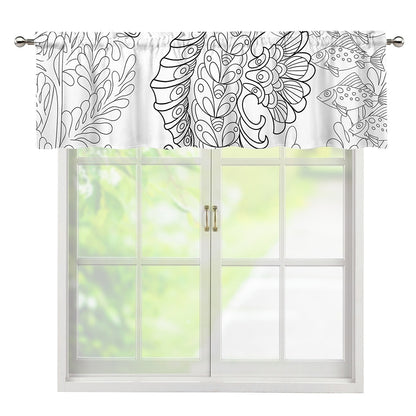 Black And White Seahorse Print Window Valance