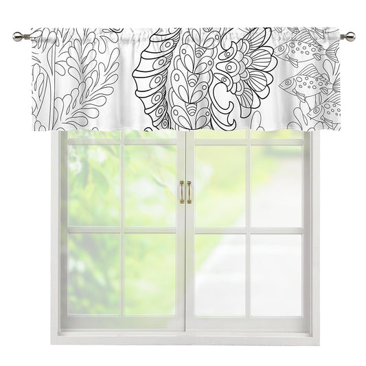Black And White Seahorse Print Window Valance