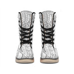 Black And White Seahorse Print Winter Boots