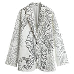 Black And White Seahorse Print Women's Blazer