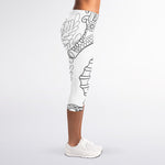Black And White Seahorse Print Women's Capri Leggings