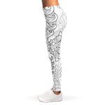 Black And White Seahorse Print Women's Leggings