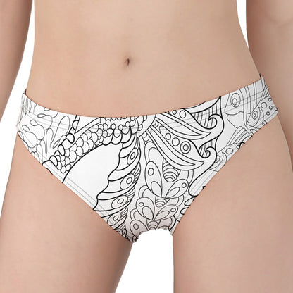 Black And White Seahorse Print Women's Panties