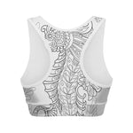 Black And White Seahorse Print Women's Sports Bra