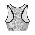Black And White Seahorse Print Women's Sports Bra