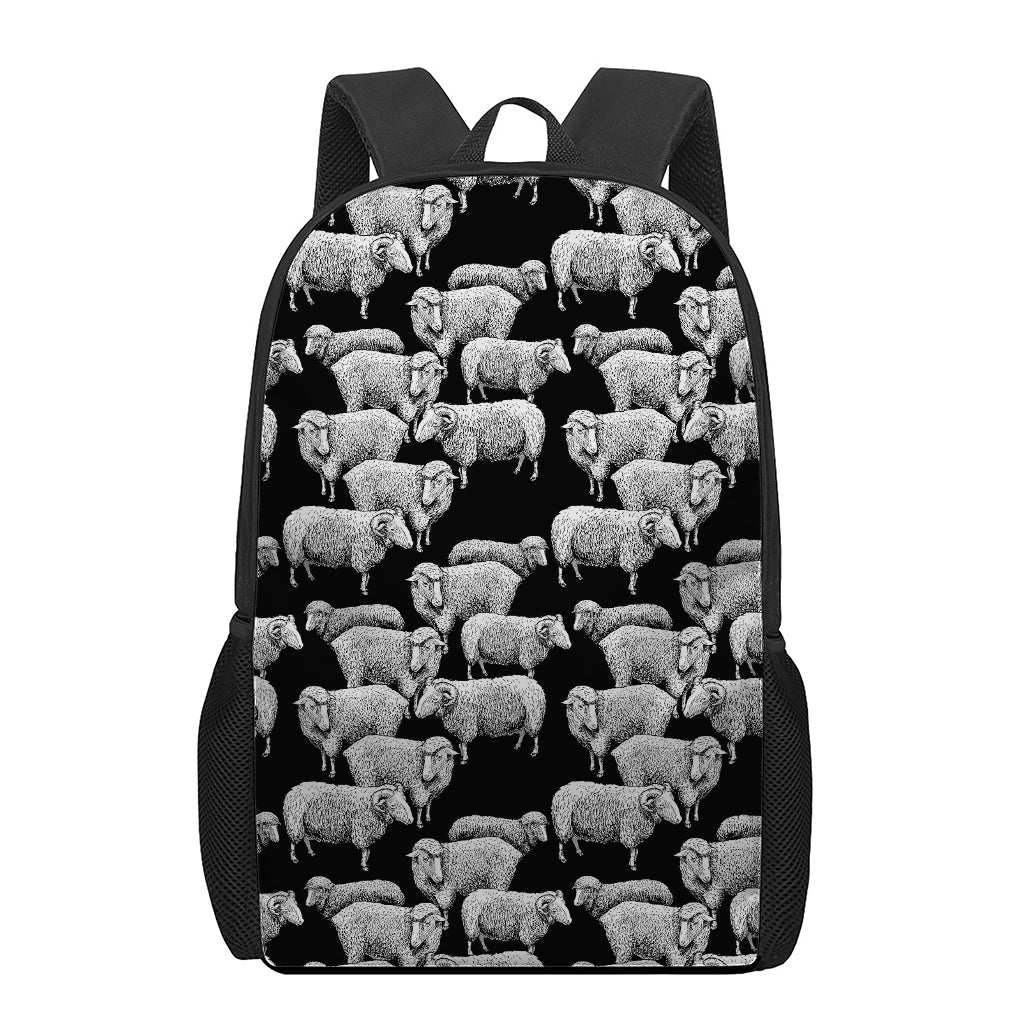 Black And White Sheep Pattern Print 17 Inch Backpack