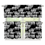 Black And White Sheep Pattern Print 3 Piece Kitchen Curtains