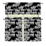 Black And White Sheep Pattern Print 3 Piece Kitchen Curtains