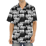 Black And White Sheep Pattern Print Aloha Shirt