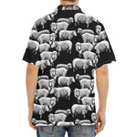 Black And White Sheep Pattern Print Aloha Shirt