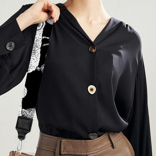 Black And White Sheep Pattern Print Bag Strap